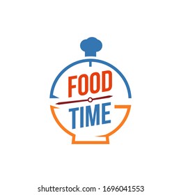 Creative Logo Foody Time. Time Clock Watch Food Chef Spoon Fork Plate Bowl Graphic Logo