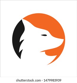 Creative Logo of FOX. Head of Coyote. Vector symbol. 