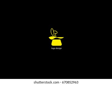 Creative logo of the hare's ears in the hat