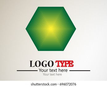 Creative logo. Hexagon logo in yellow and green. Colorful logo.