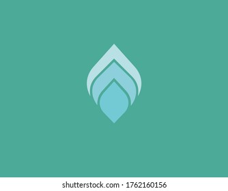 Icono de logotipo creativo forma geométrica abstracta planta de hoja y patrón dentro con rayas