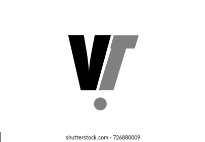 creative logo icon combination of alphabet letter vt v t in black and grey isolated on white background with simple efficient design