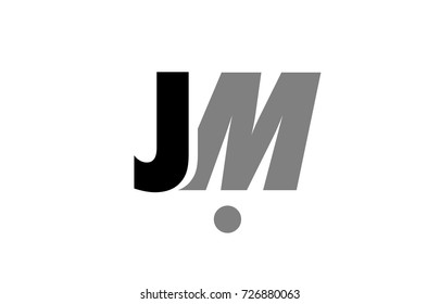 creative logo icon combination of alphabet letter jm j m in black and grey isolated on white background with simple efficient design