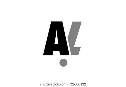 creative logo icon combination of alphabet letter al a l in black and grey isolated on white background with simple efficient design