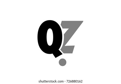 creative logo icon combination of alphabet letter qz q z in black and grey isolated on white background with simple efficient design