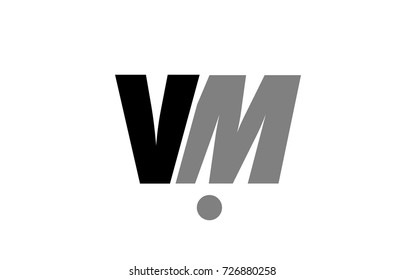 creative logo icon combination of alphabet letter vm v m in black and grey isolated on white background with simple efficient design