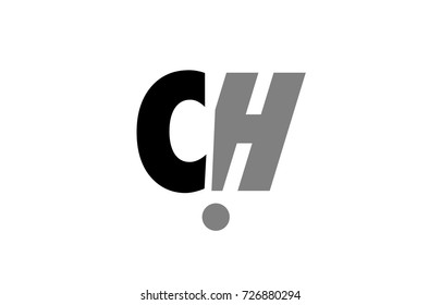 creative logo icon combination of alphabet letter ch c h in black and grey isolated on white background with simple efficient design