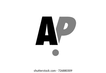 creative logo icon combination of alphabet letter ap a p in black and grey isolated on white background with simple efficient design