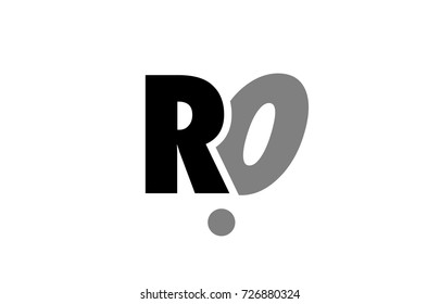 creative logo icon combination of alphabet letter ro r o in black and grey isolated on white background with simple efficient design