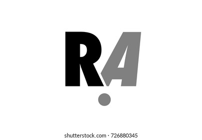 creative logo icon combination of alphabet letter ra r a in black and grey isolated on white background with simple efficient design