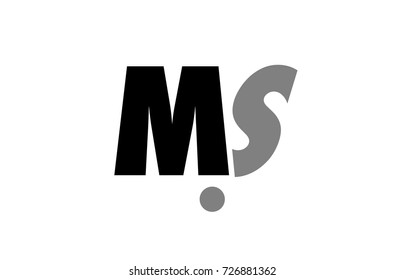 creative logo icon combination of alphabet letter ms m s in black and grey isolated on white background with simple efficient design