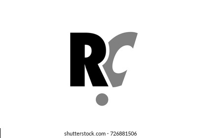 creative logo icon combination of alphabet letter rc r c in black and grey isolated on white background with simple efficient design