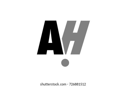 creative logo icon combination of alphabet letter ah a h in black and grey isolated on white background with simple efficient design