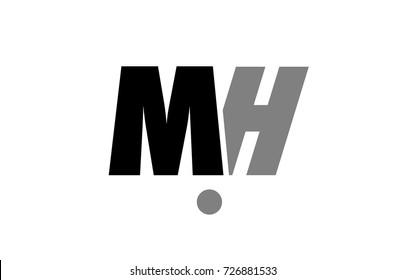 creative logo icon combination of alphabet letter mh m h in black and grey isolated on white background with simple efficient design