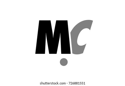 creative logo icon combination of alphabet letter mc m c in black and grey isolated on white background with simple efficient design