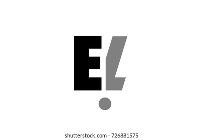 creative logo icon combination of alphabet letter el e l in black and grey isolated on white background with simple efficient design