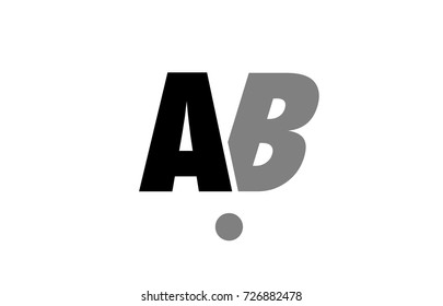 creative logo icon combination of alphabet letter ab a b in black and grey isolated on white background with simple efficient design