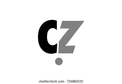 creative logo icon combination of alphabet letter cz c z in black and grey isolated on white background with simple efficient design