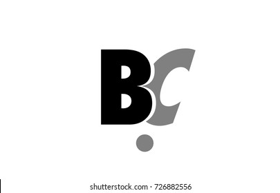creative logo icon combination of alphabet letter bc b c  in black and grey isolated on white background with simple efficient design