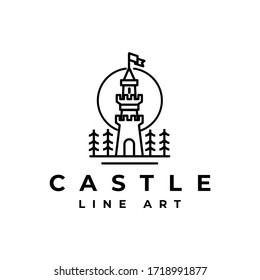 creative logo, icon design, and magical castle illustrations with line art style,