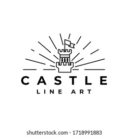 creative logo, icon design, and magical castle illustrations with line art style,