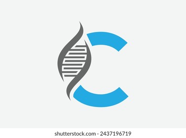Icono de logotipo creativo DNA latter C