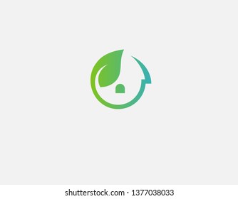 Creative logo icon leaf and house eco construction