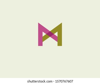 Creative logo icon letter M made of two elements of pink and green at the intersection of multiplay for your company