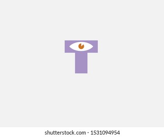 Creative logo icon letter T and eye for company