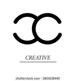 Creative logo icon on black and white background. Vector illustration