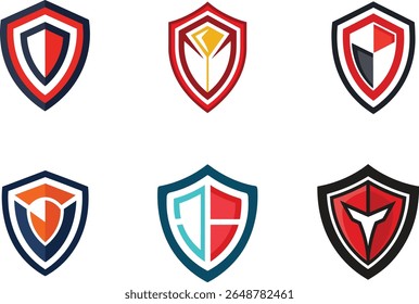 A creative logo icon with shield vector art illustration