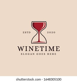 Creative Logo Icon Of Wine And Sand Clock, Wine Logo Icon Vector Template On Light Background