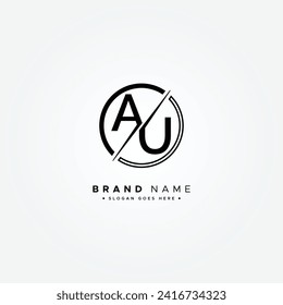 Creative Logo for Initials AU in Monogram Style - Vector Template for Initial Letter A and U