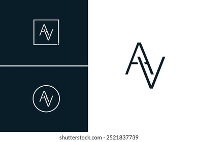 Logotipo criativo para iniciais AV em estilo monograma - Modelo vetorial para letra inicial A e V