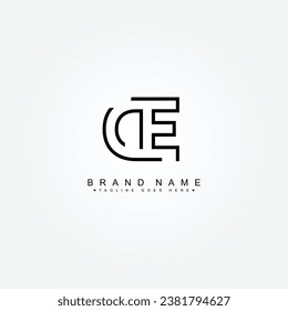 Creative Logo for Initials DE in Monogram Style - Vector Template for Initial Letter D and E