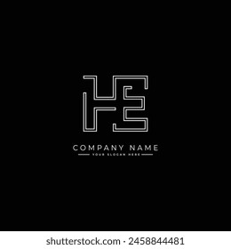 Creative Logo for Initials HE in Monogram Style - Vector Template for Initial Letter H and E