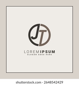 Creative Logo for Initials JT in Monogram Style - Vector Template for Initial Letter J and T