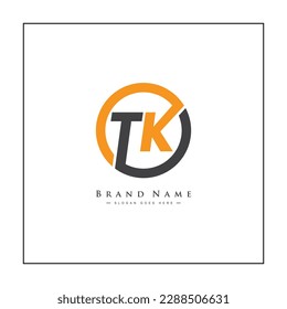 Creative Logo for Initials TK in Monogram Style - Vector Template for Initial Letter T and K