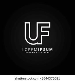 Creative Logo for Initials UF in Monogram Style - Vector Template for Initial Letter U and F
