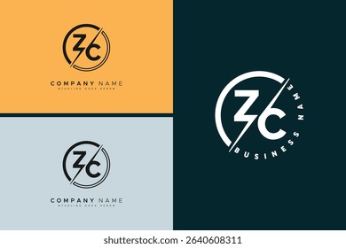 Creative Logo for Initials ZC in Monogram Style - Vector Template for Initial Letter Z and C