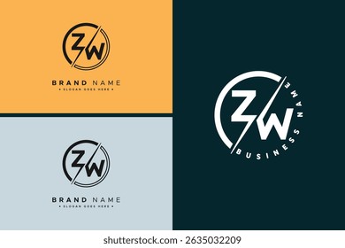 Creative Logo for Initials ZW in Monogram Style - Vector Template for Initial Letter Z and W