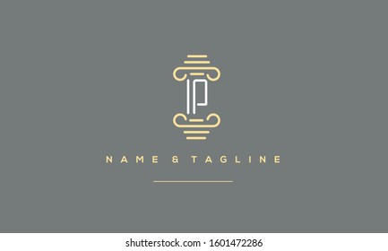 Creative logo IP in a pillar / Law / court