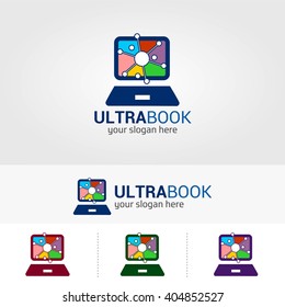 Creative logo laptop template design. vector illustration