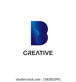 creative logo letter b with a gradation of blue wave color combinations. white background. modern template. initials company symbols and unique design requirements. illustration vector

