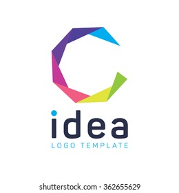 Creative logo. Letter C logo. Colorful logo. Polygonal logo. Idea logo. Origami logo