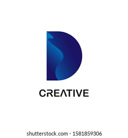 creative logo letter d with a gradation of blue wave color combinations. white background. modern template. initials company symbols and unique design requirements. illustration vector