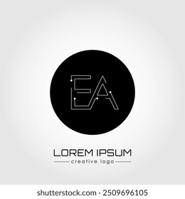 The creative logo is the letter E and A. A design element of a logo, business card, corporate sign or monogram. The idea of a thematic design