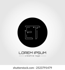 The creative logo is the letter E and T. A design element of a logo, business card, corporate sign or monogram. The idea of a thematic design