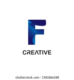 creative logo letter f with a gradation of blue wave color combinations. white background. modern template. initials company symbols and unique design requirements. illustration vector

