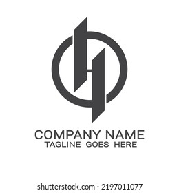 letra con logotipo creativo H en círculo.